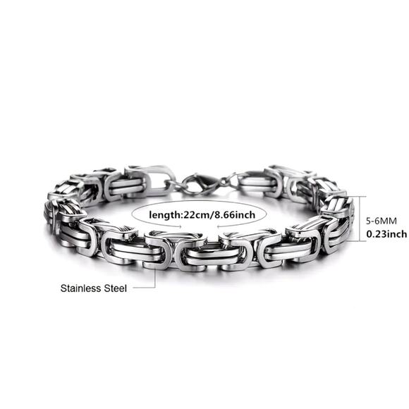 Unisex Classic Box Chain Bracelet Silver on Silver - Picture 6 of 6